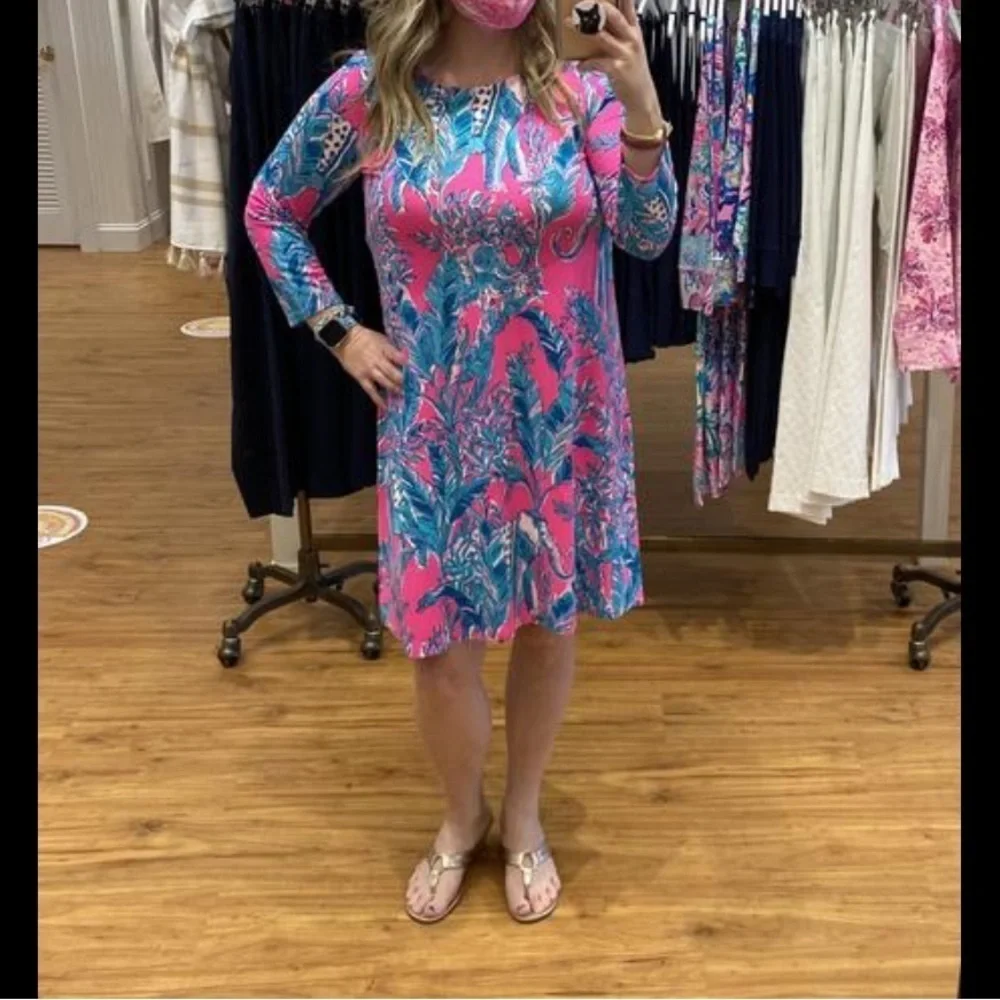 Lilly Pulitzer Ophelia Swing Dress Mandevilla Pink Talk Story to Me Small - Picture 6 of 9